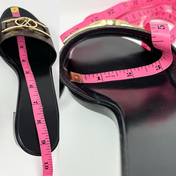 Louis Vuitton Lock It Mule Heeled Sandals Brown Monogram Canvas LV Logo Size 37 - Picture 16 of 16